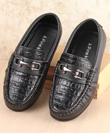 Pine Kids Slip on Formal Wear Shoes with Chain Link - Black