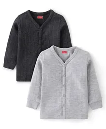 Babyhug Full Sleeves Solid Thermal Vest Pack of 2 - Dark & Light Grey