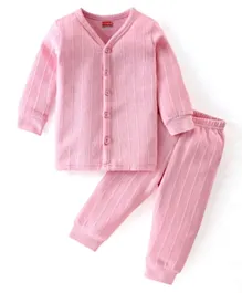 Babyhug Full Sleeves Solid Colour  Thermal Inner Wear Set-Pink