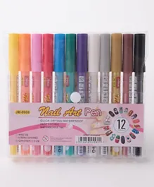 قلم رسم أظافر ملون متعدد الألوان - عبوة من 12 قلم