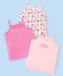 Babyhug 100% Cotton Sleeveless Slips Pack Of 3 - Pink White & Blue