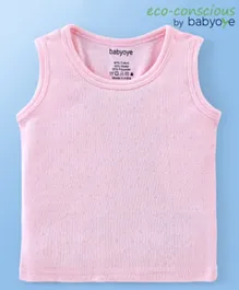 Babyoye Pointelle Sleeveless Vest Solid Colour - Light Pink