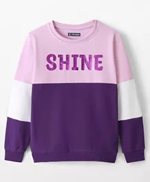 Pine Kids 100% Cotton Full Sleeves Biowashed Sweatshirt with Text Print - Purple