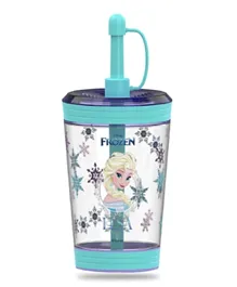 Disney Frozen Princess Elsa Tritan Sipper Tumbler Water Bottle W/ Straw and Leash Lid - Blue(480ml)