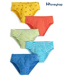 Honeyhap Premium Cotton Super Soft Stretchable Briefs With Silvadur Finish Pack Of 5 - Wild Lime French Blue & Nasturium