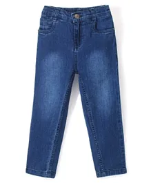 Babyhug Cotton Lycra Full Length Stretchable Washed Denim Jeans - Dark Blue