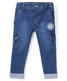 Babyhug Full Length Stretchable Washed Denim Jeans- Blue