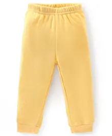 Babyoye Cotton Knit Full Length Ponytail Solid Thermal Pajama - Yellow