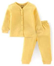 Babyoye Pointail Soild Full Sleeves Cotton Knit Thermal Inner Wear Set - Yellow