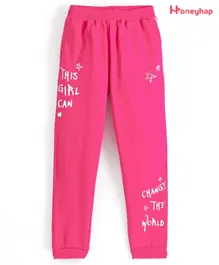 Honeyhap Premium Cotton Looper Ankle Length Solid Lounge Pants with Bio Finish Text Print - Jazzy