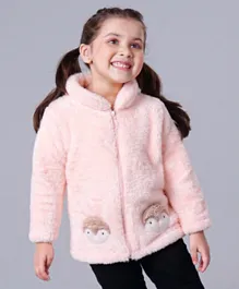 Babyoye Full Sleeves Jacket Penguin Placement Embroidery - Pink
