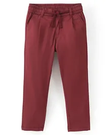 Pine Kids Cotton  Elastane Woven Full Length Elasticated Waist Trouser - Red