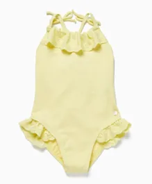 Zippy Embroidered V Cut Swimsuit - Yellow