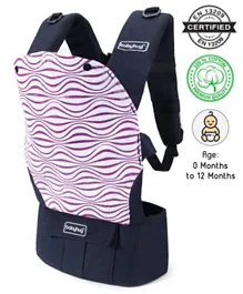 Babyhug On The Go 2 In 1 Baby Carrier With Removable Cotton Head Cover - Navy Blue Pink
