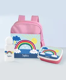 Essmak Somewhere Over The Rainbow Personalized Backpack Set Pink - 11 Inches