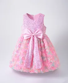 Kookie Kids All Over Embellished Floral Dress - Pink