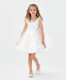 Kookie Kids Butterfly Applique & Embellished Party Dress - White