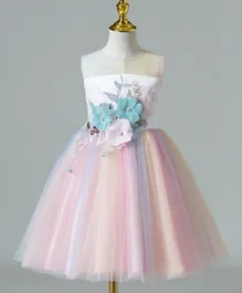 Kookie Kids Flower Applique Party Dress - Multicolor