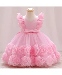 Kookie Kids Flower Applique Party Dress - Pink