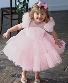 Kookie Kids Solid Party Wear Tutu Dress - Pink