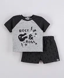 Lily and Jack Rock And Roll T-Shirt And Shorts Set - Grey Marl