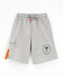 Primo Gino 100% Cotton Palm Tree Graphic Knee Length Shorts - Grey Melange