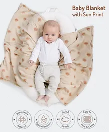 Printed Baby Blanket - Soft Skin Friendly, Sun Theme, 70x100 cm Cozy for 0+ Months