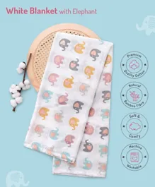 Elephant Print Soft Baby Blanket 120x110cm, Skin-Friendly, Warm, Perfect for Nap Time