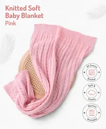 Classic Knot Baby Blanket - Soft, Lightweight, Comfortable, Pink, Perfect for Newborn Gift, 95x55cm