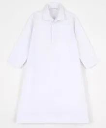 Kriti Solid Collar Neck Arabic Kandora - White