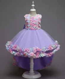 Kookie Kids Flower Applique Party Dress With Tail - Purple