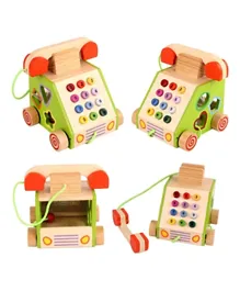 فاكتوري برايس - لعبة هاتف خشبية متعددة الوظائف قابلة للسحب - متعدد الألوان