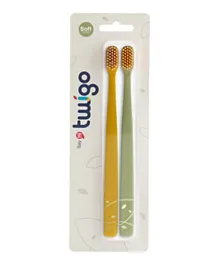 Flipper 2-Pack Twigo Toothbrushes - Mustard Yellow & Olive Green