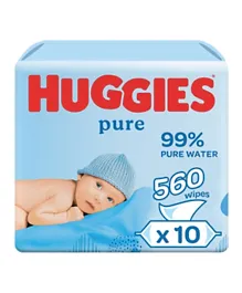 Huggies 99% Pure Water Wipes Pack of 10 - 560 Pieces