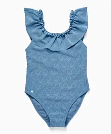Zippy Floral V Cut Swimsuit - Blue