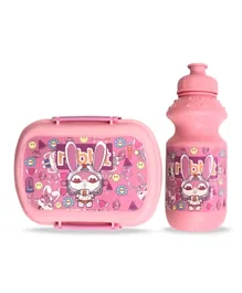 Eazy Kids Set of 2 Lunch Box & Water Bottle Rabbit Pink