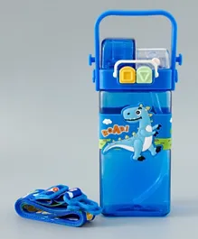 Dino Sipper Water Bottle With Strap, Portable, Lightweight, Secure Locking Lid, Food-Grade, 3 Years+, Plastic, Blue - 520ml