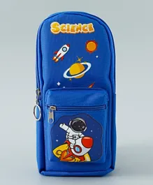 Astronaut Theme Pencil Case, Sturdy, Zipper Closure, Front Small Pocket, Spacious Compartment, 5 Years+ - Blue