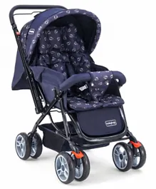 Babyhug Comfy Ride Stroller With Reversible Handle with Peek a Boo Window - Dark Blue
