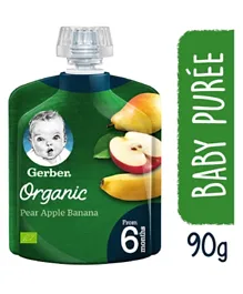 جيربر - طعام عضوي للأطفال كمثرى تفاح وموز - 90 جرام