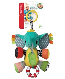 Infantino Baby Elephant Shaped Soft Toy Rattle - Multicolor