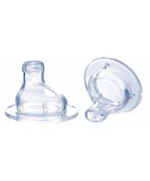 Nuby Soft Silicone Vari-Flo Spout Wide Neck Nipple Pack of 2 - Clear
