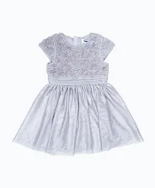 R&B Kids Flower Embellished Dress - Silver