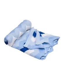 بطانية مون للأطفال محبوكة من القطن بنسبة 100٪ - لون أزرق