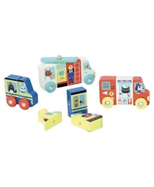 Vilac Wooden Magnetic Trucks Playset Assorted Colours - 4 Pieces