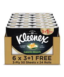 Kleenex - Calorie Absorb Kitchen Paper Towel Roll, (Pack Of 3+1 Free Roll X 50 Sheets) X 6