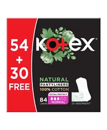 Kotex - Natural Cotton Normal Panty Liners, Pack Of 84 Liners