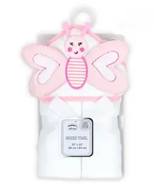 IKKXA - 3D Hooded Towel Butterfly - White & Pink