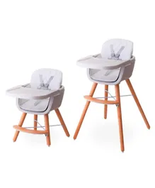 تيكنوم - كرسي مرتفع خشبي مزدوج الارتفاع  - أبيض