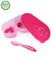 Babyhug Compartment Feeding Bowl With Lid & Spoon - Pink